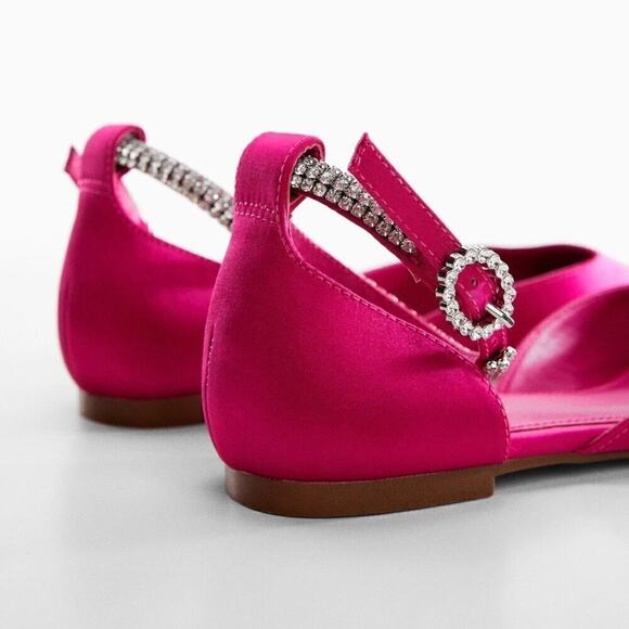 MANGO Fuchsia Bejeweled Pointed Toe Flats NWT - Picture 16 of 16
